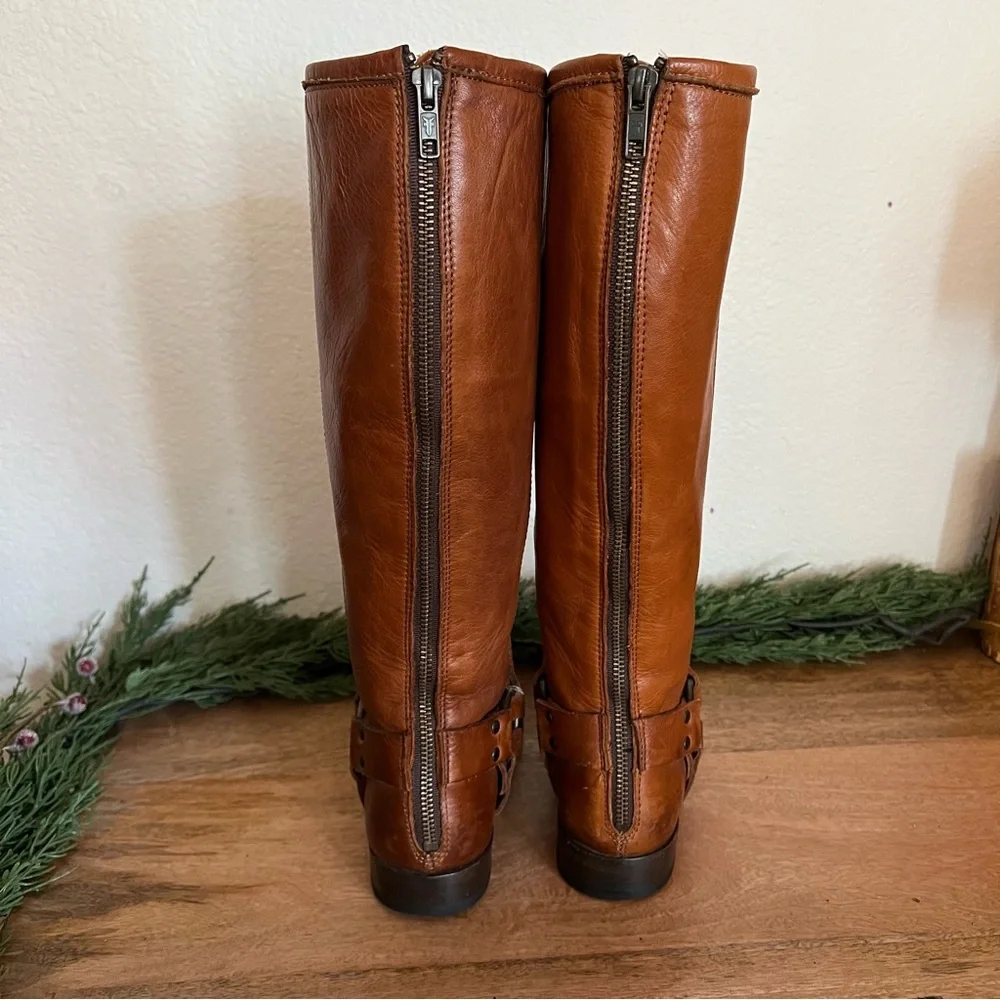 Frye Phillip Harness Boot- Cognac- Size 6.5 B